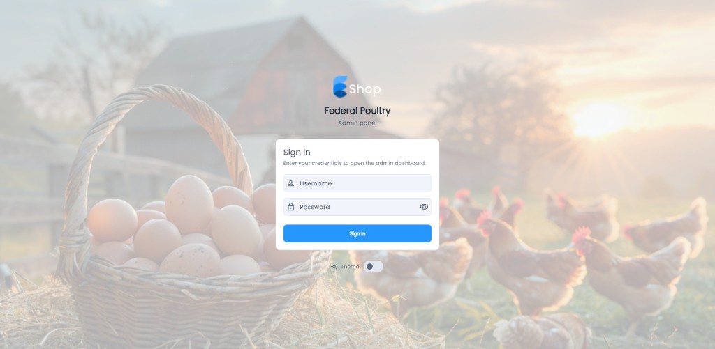 Federal Poultry ERP admin panel sign-in screen